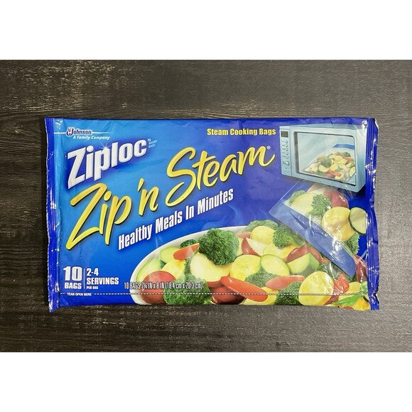 Ziploc Zip 'n' Steam Cooking Bags 10 Bags 7 1/4 x 8 Inches - Picture 1 of 2